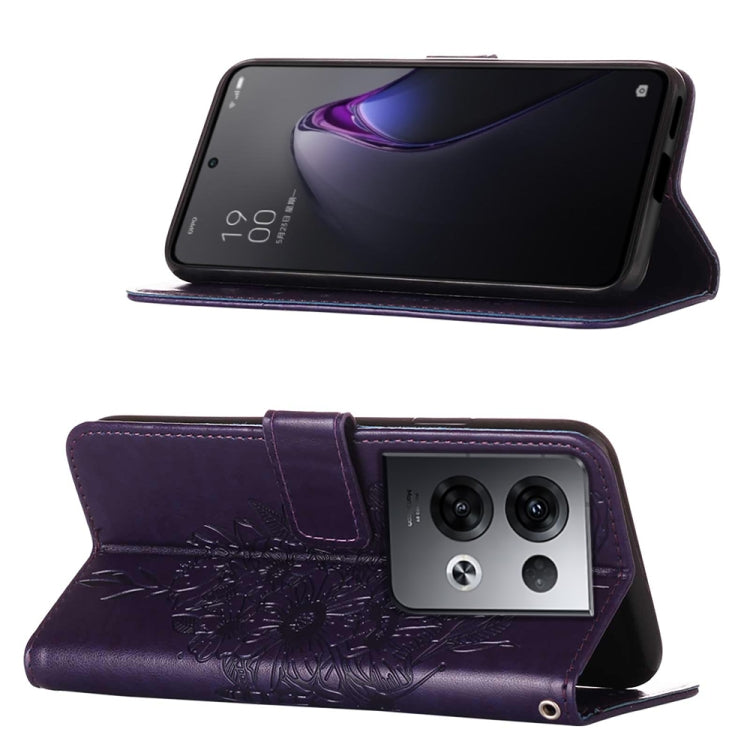 For OPPO Reno8 Pro+ Embossed Butterfly Flip Leather Phone Case