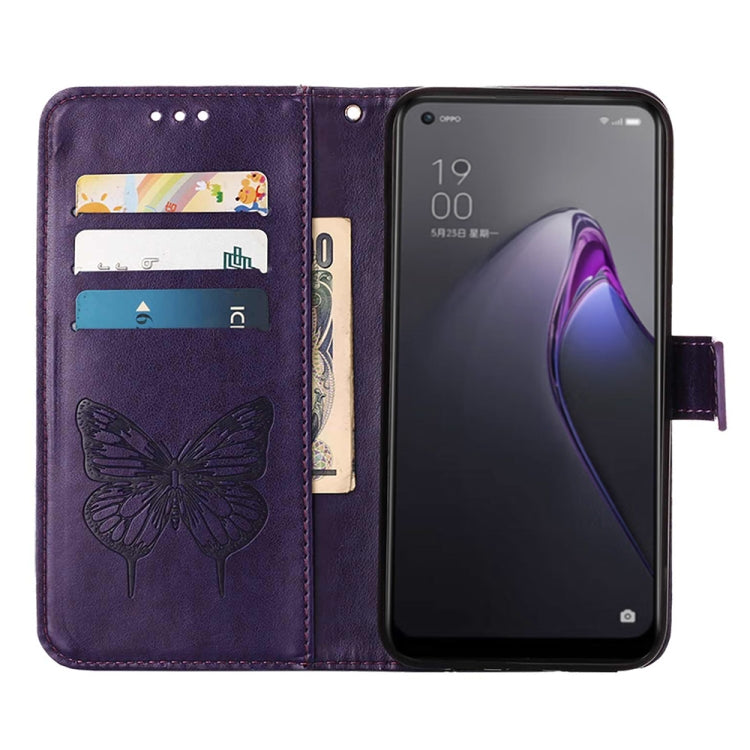 For OPPO Reno8 Pro+ Embossed Butterfly Flip Leather Phone Case