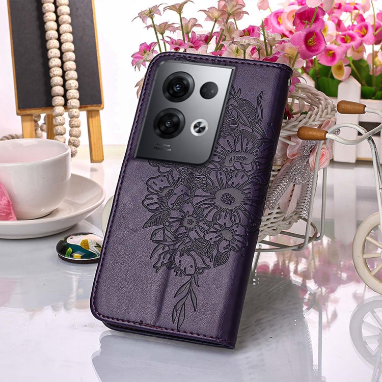 For OPPO Reno8 Pro+ Embossed Butterfly Flip Leather Phone Case