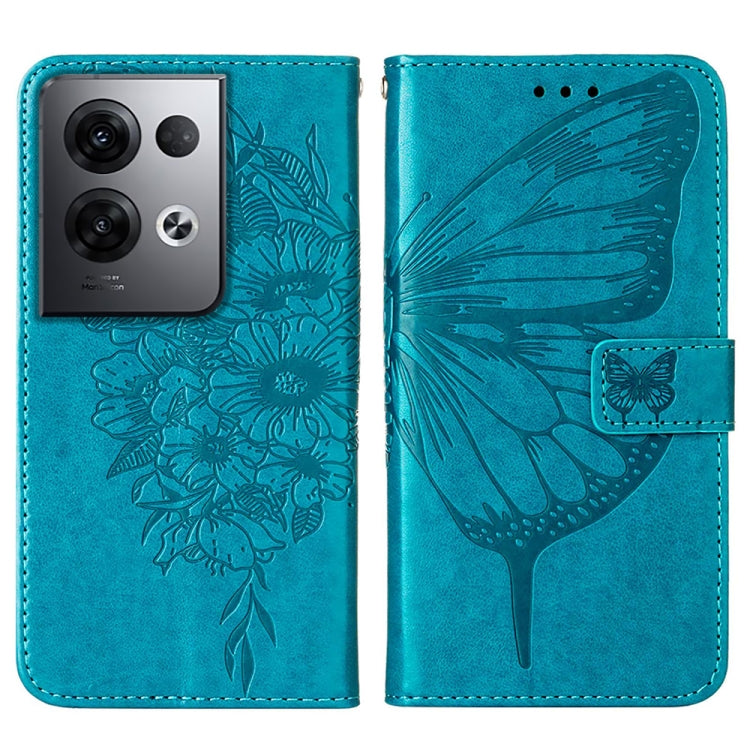 For OPPO Reno8 Pro+ Embossed Butterfly Flip Leather Phone Case