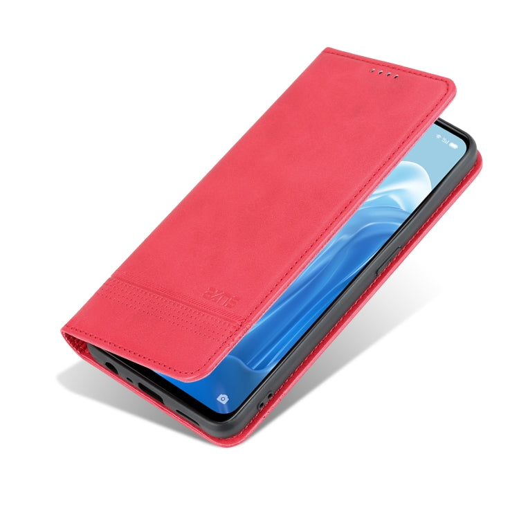 For OPPO Reno8 Lite AZNS Magnetic Calf Texture Flip Leather Phone Case