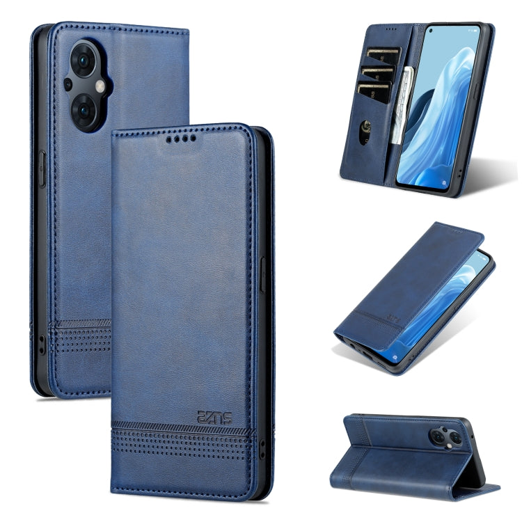 For OPPO Reno8 Lite AZNS Magnetic Calf Texture Flip Leather Phone Case