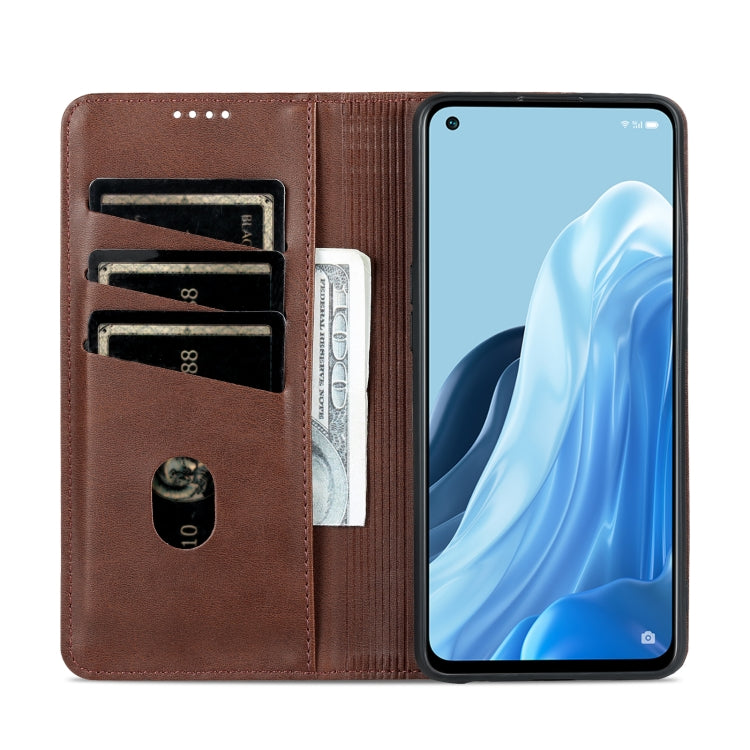 For OPPO Reno8 Lite AZNS Magnetic Calf Texture Flip Leather Phone Case