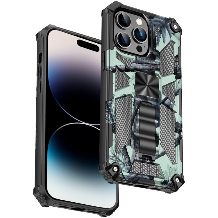 For iPhone 14 Pro Max Camouflage Armor Shockproof TPU + PC Magnetic Phone Case