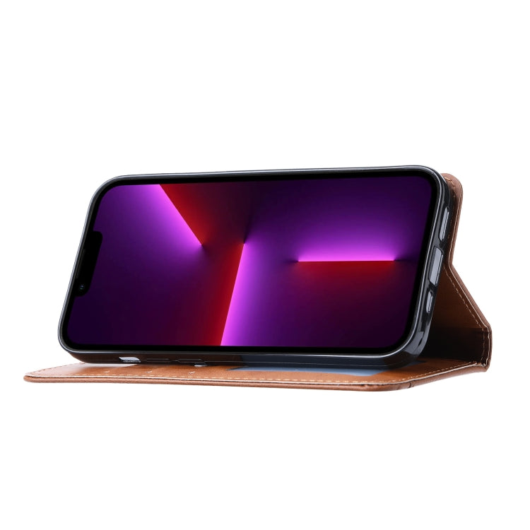 For iPhone 14 Knead Skin Texture Horizontal Flip Leather Case