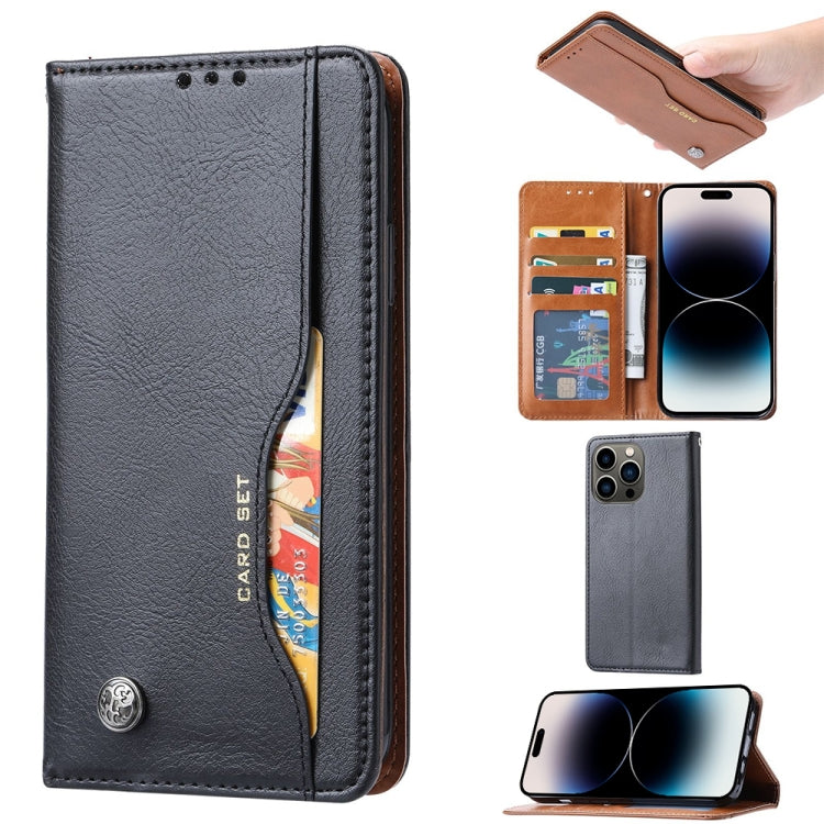 For iPhone 14 Pro Knead Skin Texture Horizontal Flip Leather Case