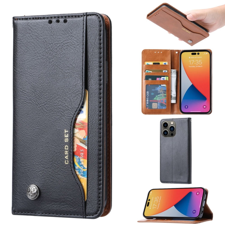 For iPhone 14 Pro Max Knead Skin Texture Horizontal Flip Leather Case