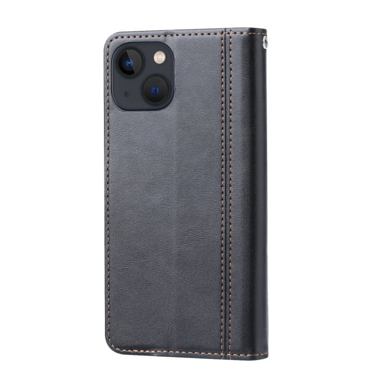 For iPhone 14 Calf Texture Double Fold Clasp Horizontal Flip Leather Case