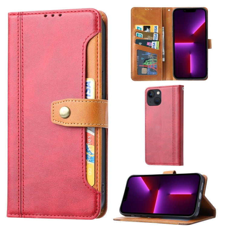 For iPhone 14 Calf Texture Double Fold Clasp Horizontal Flip Leather Case