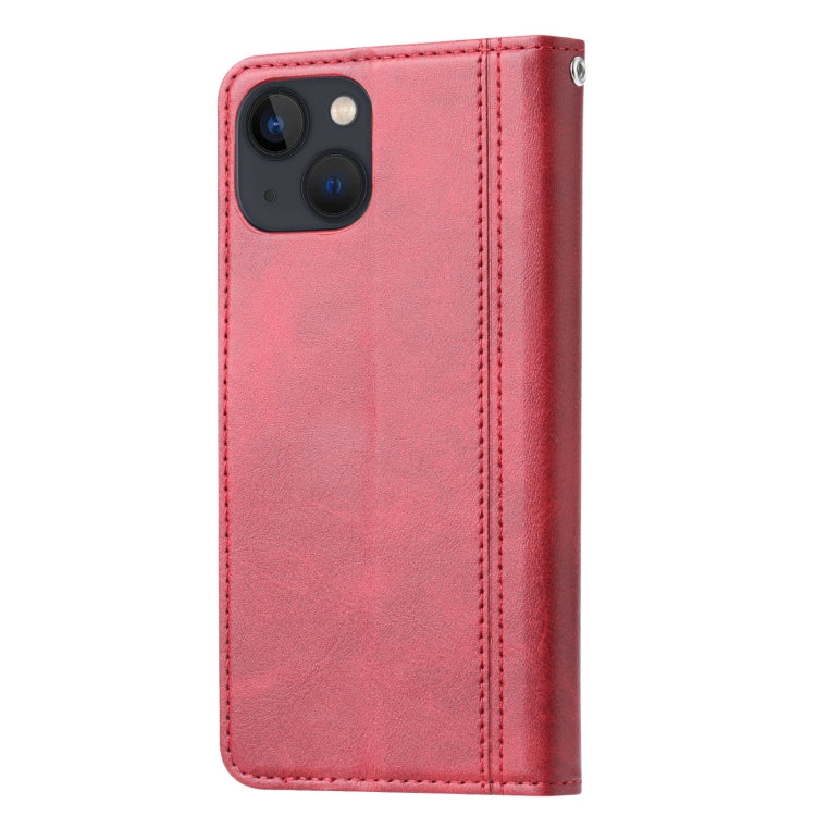 For iPhone 14 Calf Texture Double Fold Clasp Horizontal Flip Leather Case