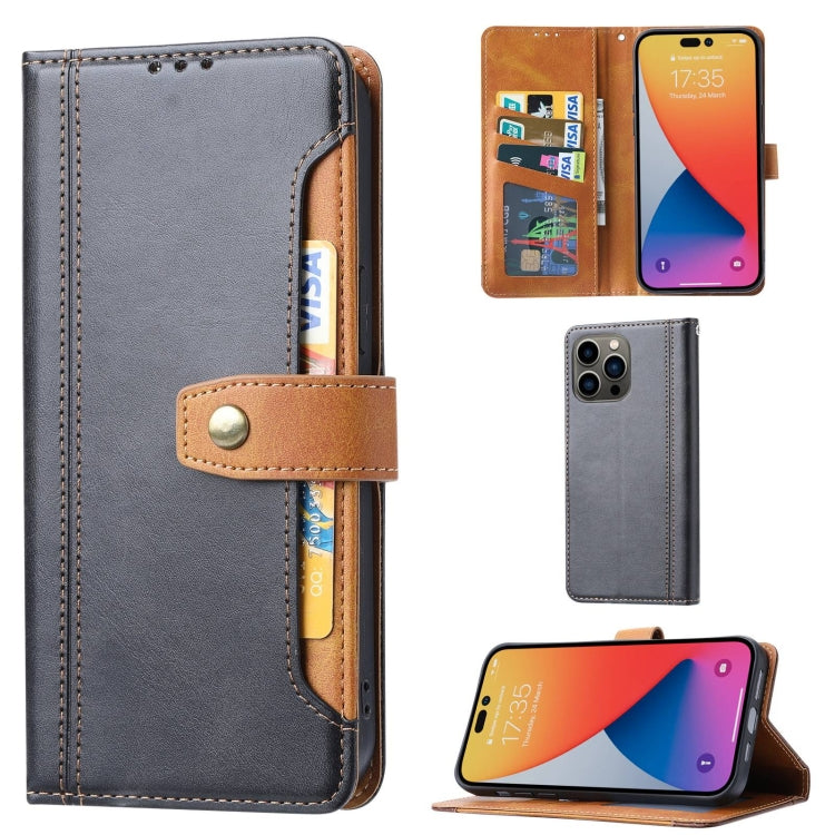 For iPhone 14 Pro Calf Texture Double Fold Clasp Horizontal Flip Leather Case