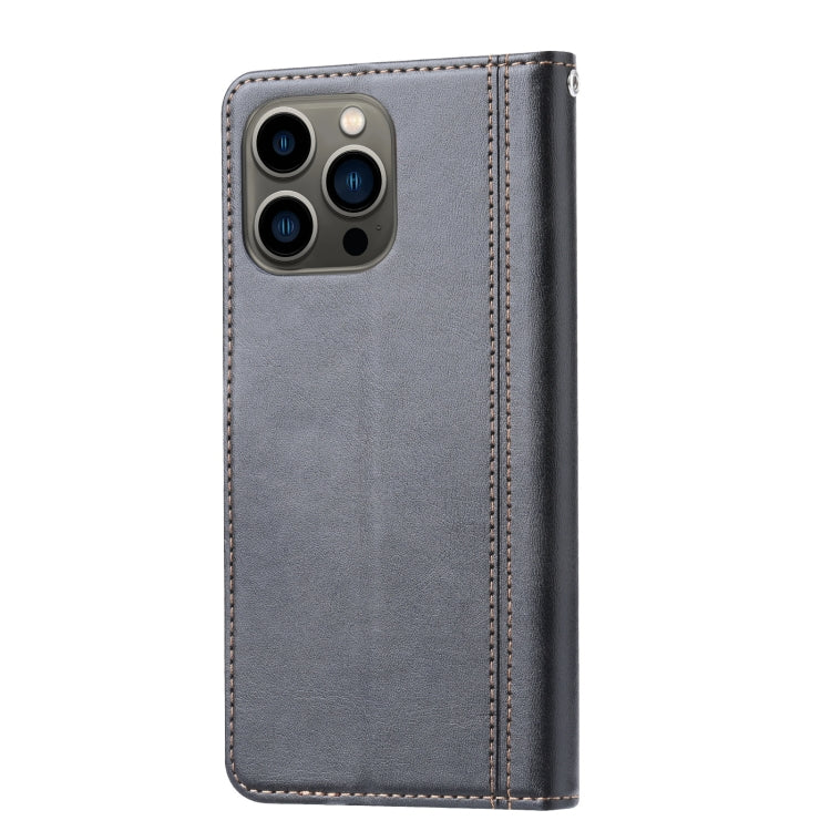 For iPhone 14 Pro Max Calf Texture Double Fold Clasp Horizontal Flip Leather Case