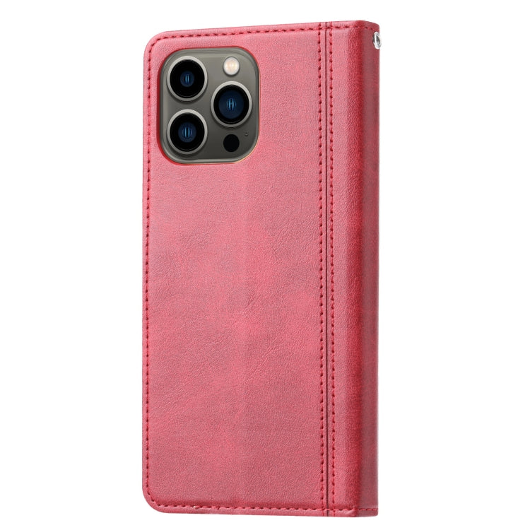 For iPhone 14 Pro Max Calf Texture Double Fold Clasp Horizontal Flip Leather Case