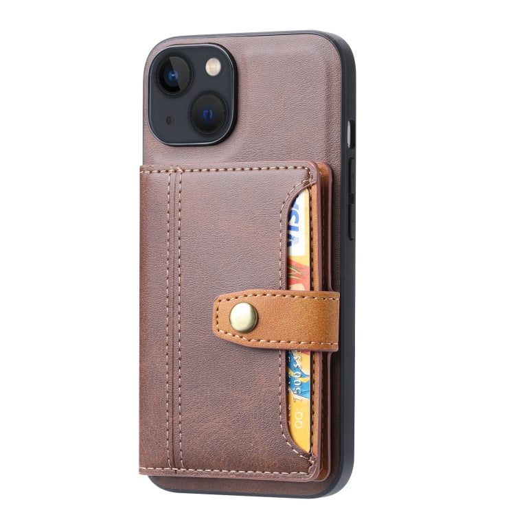 For iPhone 14 Calfskin Card Slot TPU + PU Phone Case