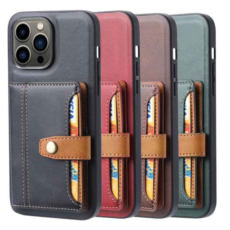For iPhone 14 Pro Max Calfskin Card Slot TPU + PU Phone Case