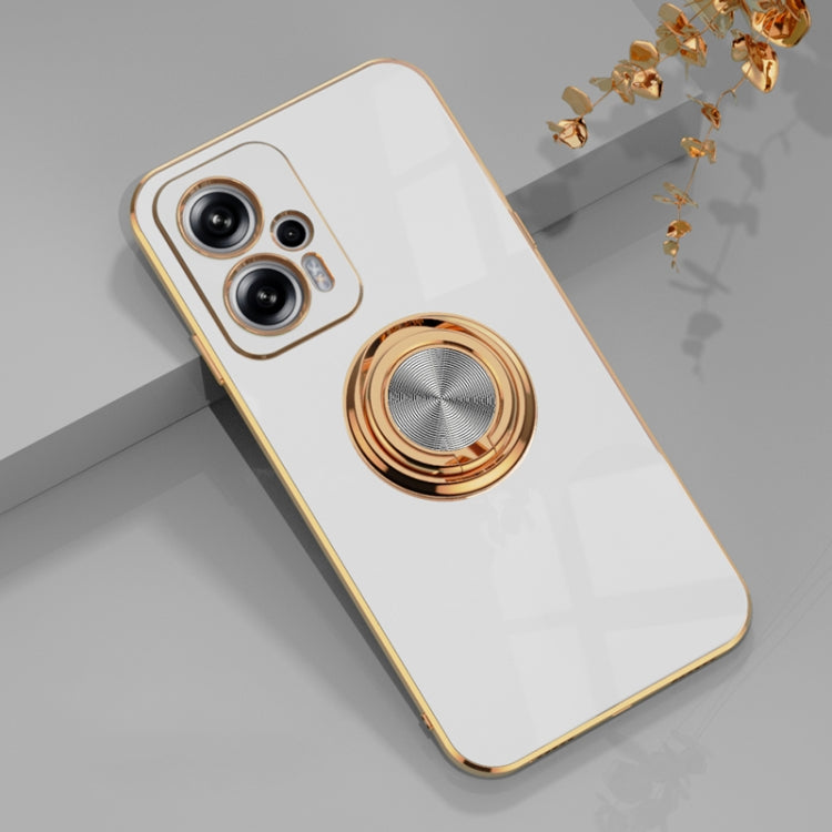 For Xiaomi Redmi Note 11T Pro 6D Electroplating Full Coverage Silicone Protective Case with Magnetic Ring Holder