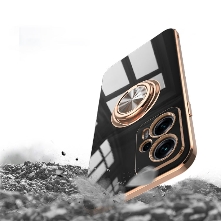 For Xiaomi Redmi Note 11T Pro 6D Electroplating Full Coverage Silicone Protective Case with Magnetic Ring Holder