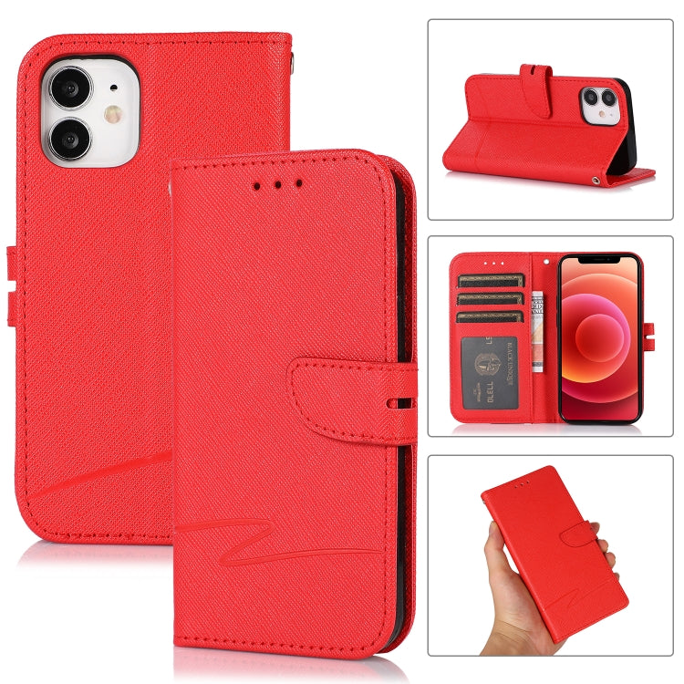 For iPhone 12 mini Cross Texture Horizontal Flip Leather Phone Case