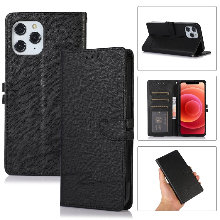 For iPhone 12 Pro Max Cross Texture Horizontal Flip Leather Phone Case