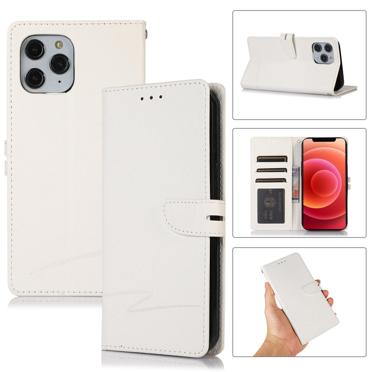 For iPhone 12 Pro Max Cross Texture Horizontal Flip Leather Phone Case