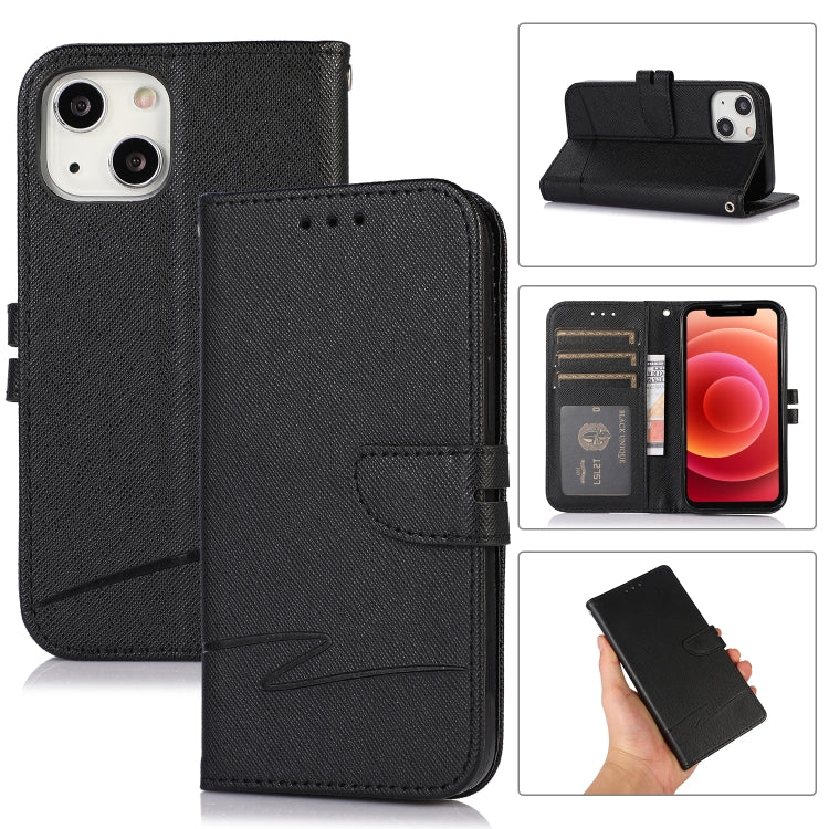 For iPhone 13 mini Cross Texture Horizontal Flip Leather Phone Case