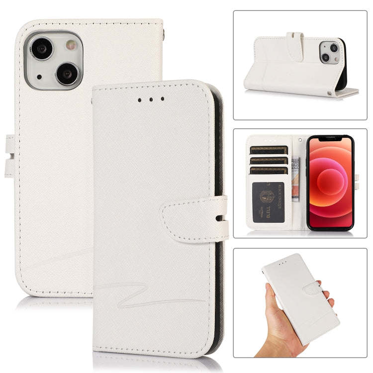 For iPhone 13 mini Cross Texture Horizontal Flip Leather Phone Case