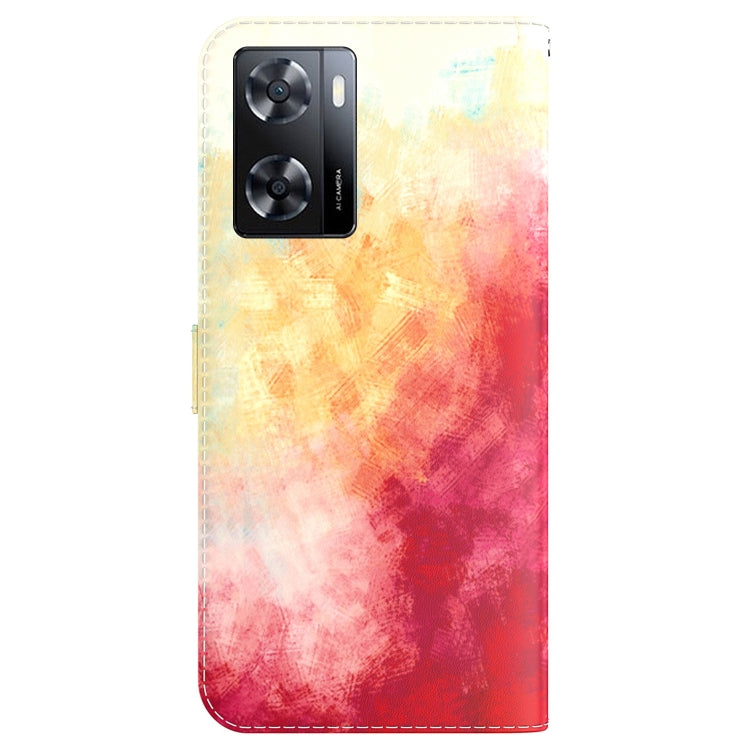 For OPPO A57 2022 4G/A57 2022 5G/Realme Q5i/Realme V23 5G/Realme Narzo 50 5G/A77 5G Watercolor Pattern Horizontal Flip Leather Phone Case