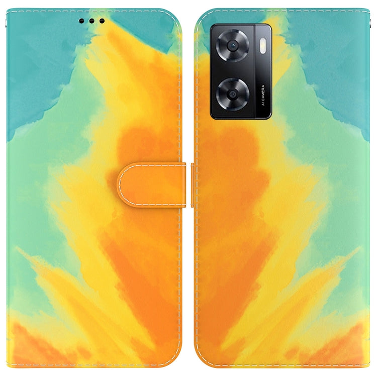 For OPPO A57 2022 4G/A57 2022 5G/Realme Q5i/Realme V23 5G/Realme Narzo 50 5G/A77 5G Watercolor Pattern Horizontal Flip Leather Phone Case