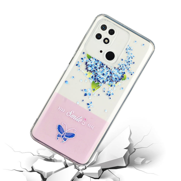For Xiaomi Redmi 10C Bronzing Butterfly Flower Phone Case