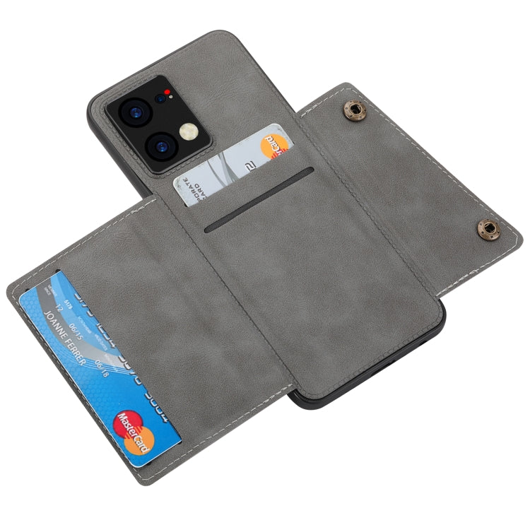 For OPPO Reno7 4G Double Buckle Card Slots Magnetic Phone Case