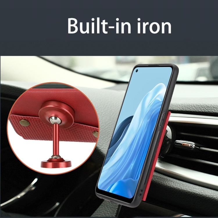 For OPPO Reno7 4G Double Buckle Card Slots Magnetic Phone Case