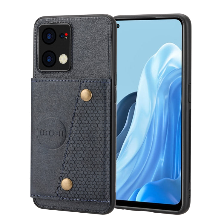 For OPPO Reno7 4G Double Buckle Card Slots Magnetic Phone Case