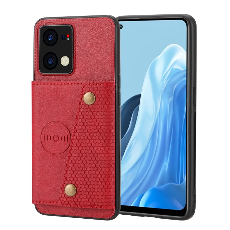 For OPPO Reno7 4G Double Buckle Card Slots Magnetic Phone Case