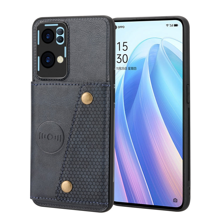 For OPPO Reno7 Pro Double Buckle Card Slots Magnetic Phone Case