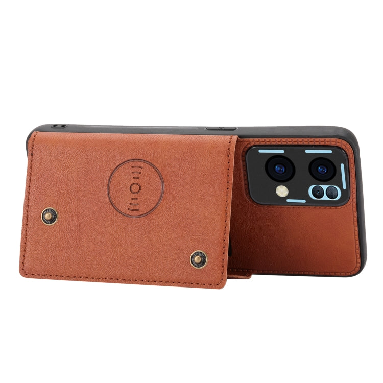 For OPPO Reno7 Pro Double Buckle Card Slots Magnetic Phone Case