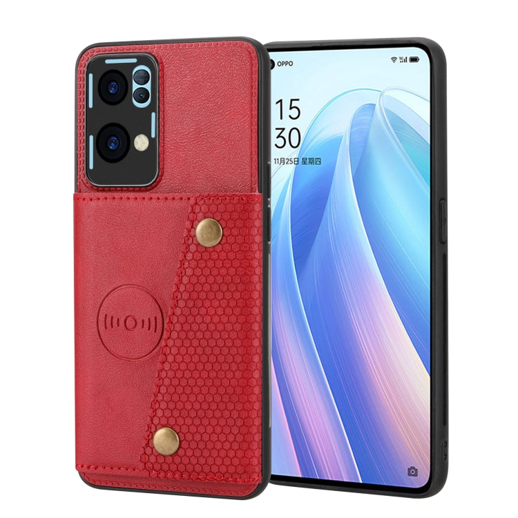 For OPPO Reno7 Pro Double Buckle Card Slots Magnetic Phone Case