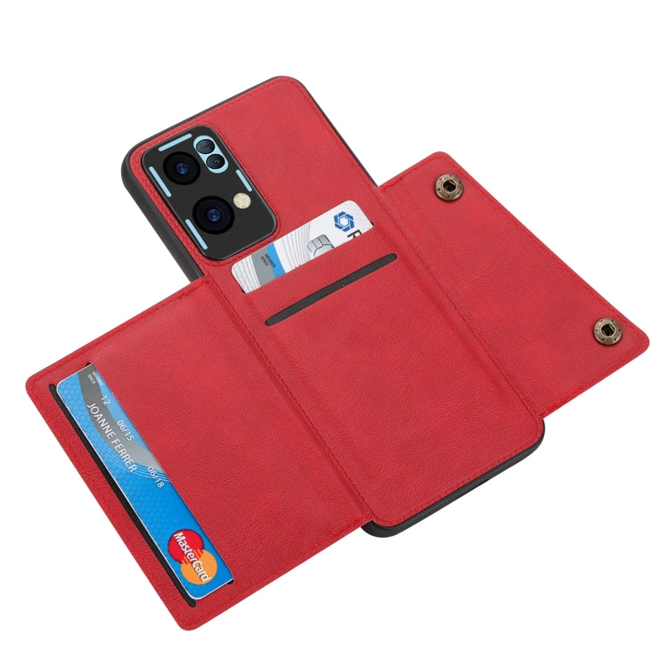 For OPPO Reno7 Pro Double Buckle Card Slots Magnetic Phone Case