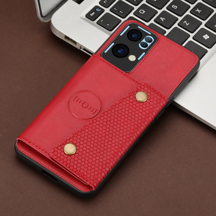 For OPPO Reno7 Pro Double Buckle Card Slots Magnetic Phone Case