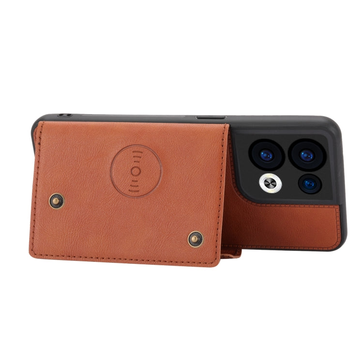 For OPPO Reno8 Double Buckle Card Slots Magnetic Phone Case