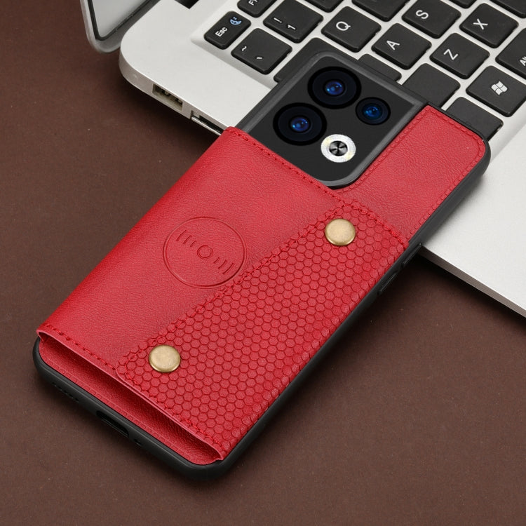 For OPPO Reno8 Double Buckle Card Slots Magnetic Phone Case