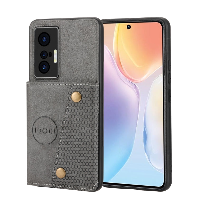 For vivo X70 Double Buckle Card Slots Magnetic Phone Case