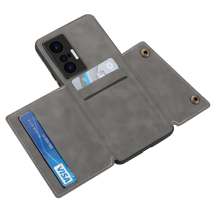 For vivo X70 Double Buckle Card Slots Magnetic Phone Case