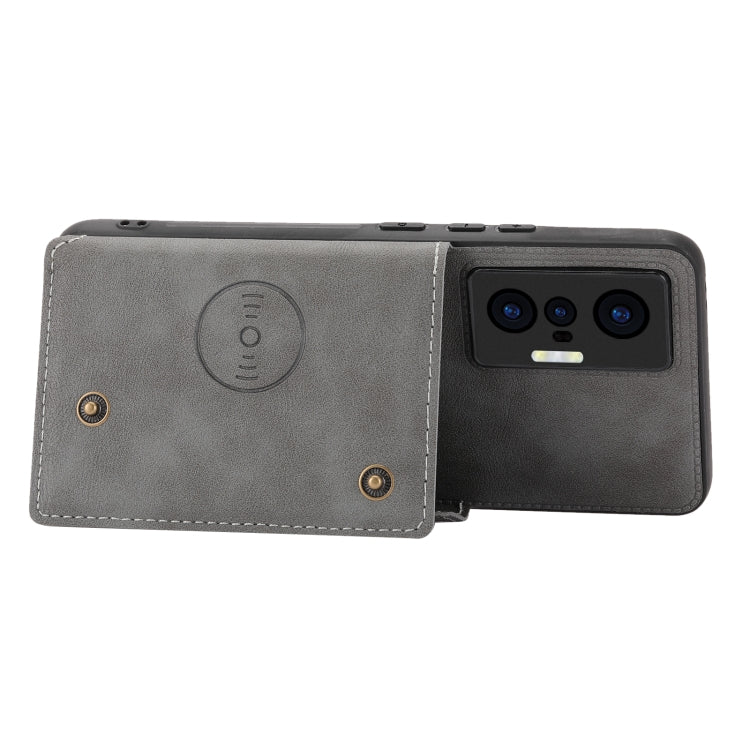 For vivo X70 Double Buckle Card Slots Magnetic Phone Case