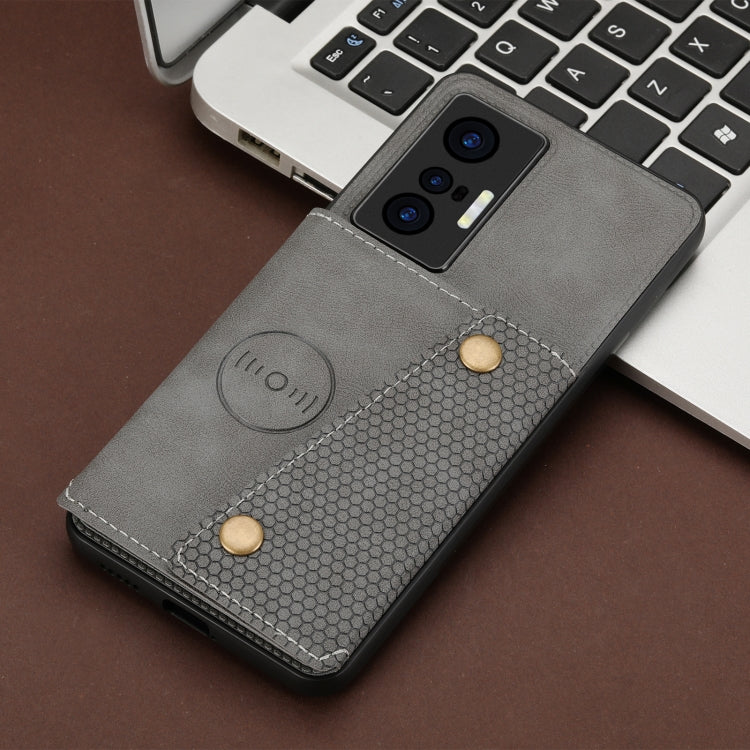 For vivo X70 Double Buckle Card Slots Magnetic Phone Case