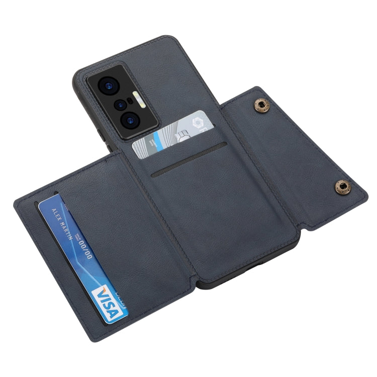 For vivo X70 Double Buckle Card Slots Magnetic Phone Case