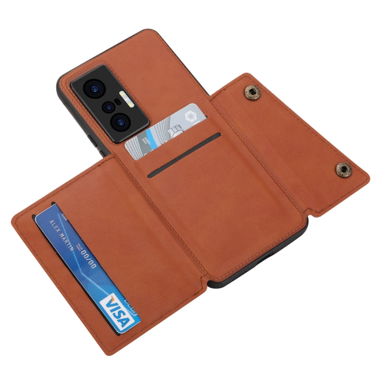 For vivo X70 Double Buckle Card Slots Magnetic Phone Case