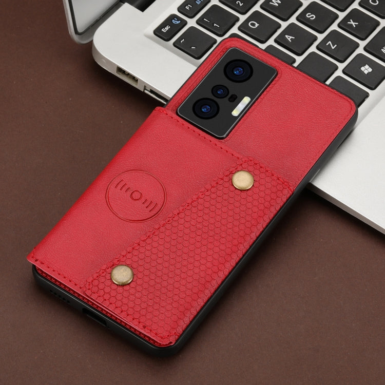 For vivo X70 Double Buckle Card Slots Magnetic Phone Case