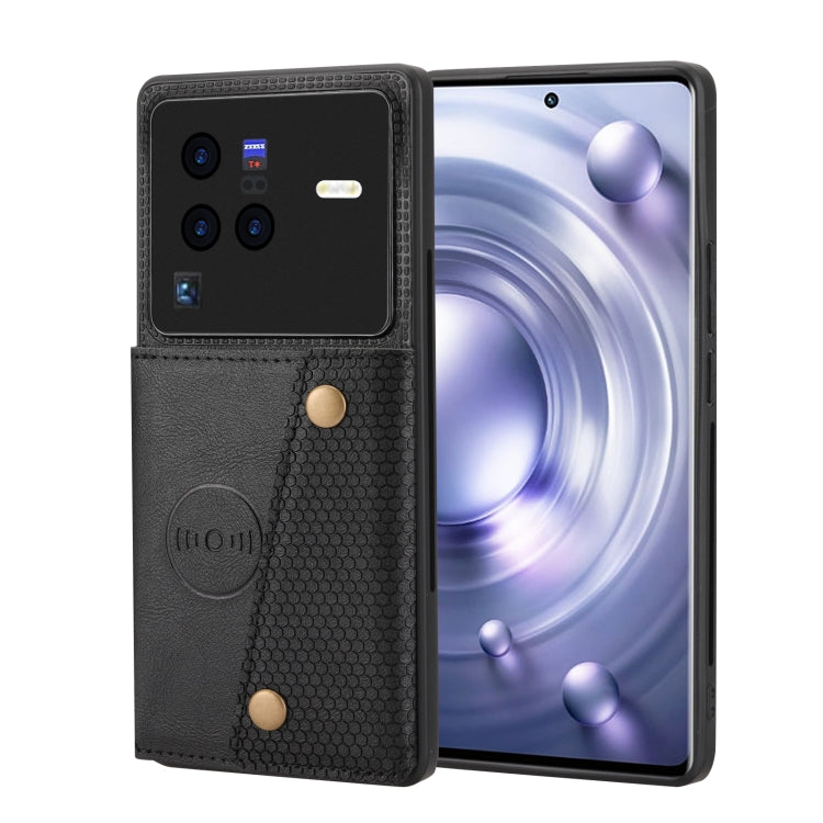 For vivo X80 Double Buckle Card Slots Magnetic Phone Case