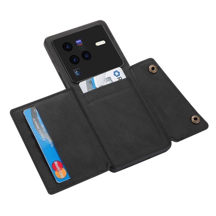 For vivo X80 Double Buckle Card Slots Magnetic Phone Case