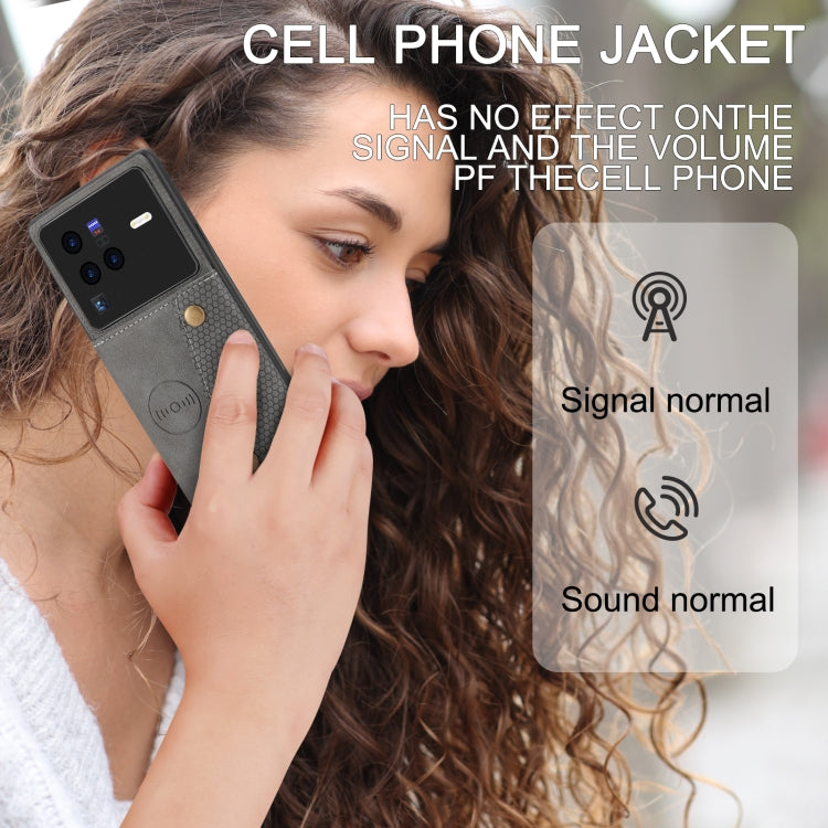 For vivo X80 Double Buckle Card Slots Magnetic Phone Case